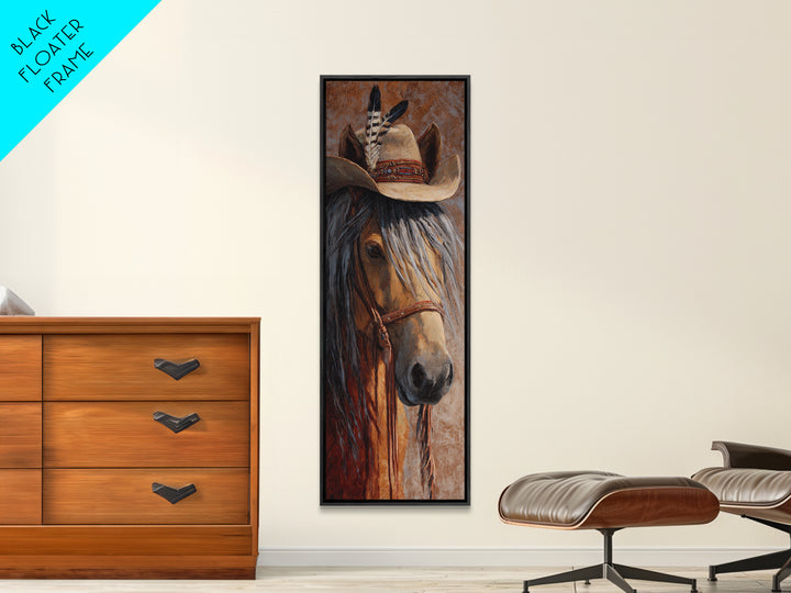 Cowboy Hat with Feathers and Beads Canvas Print, Western Art, Boho Decor, Southwestern Decor, Oil Painting, Frontier, WES-1x3-82