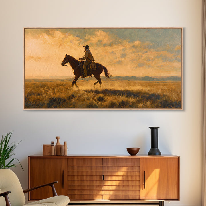 Train Crossing Western Plains Framed Canvas Print, Western Art, Original Art, Southwestern Decor, Fine Art, Frontier, WES-2x1-43