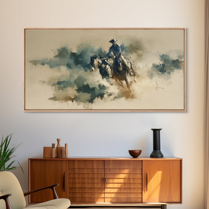 Rodeo Rider Mid Motion Canvas Print, Western Art, Western Wall Art, Southwestern Decor, Oil Painting, Frontier, Western Print, WES-2x1-77