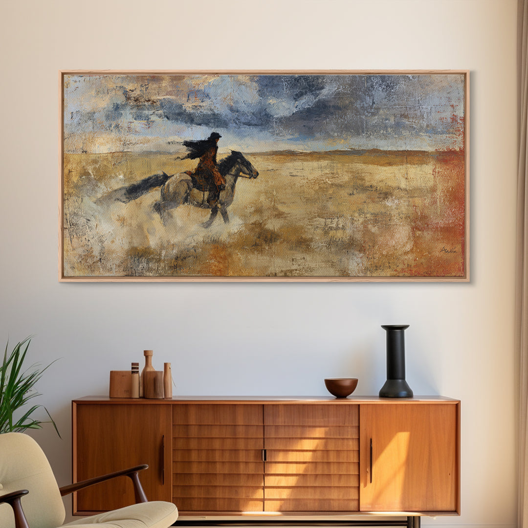 Train Crossing Western Plains Framed Canvas Print, Western Art, Farmhouse Decor, Southwestern Decor, Fine Art, Frontier, WES-2x1-91