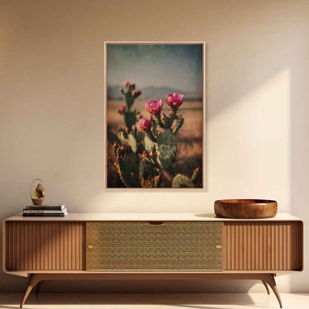 Prickly Pear Cactus Framed Canvas Print, Western Art, Modern Decor, Southwestern Decor, Fine Art, Frontier, Wall Decor, WES-2x3-24