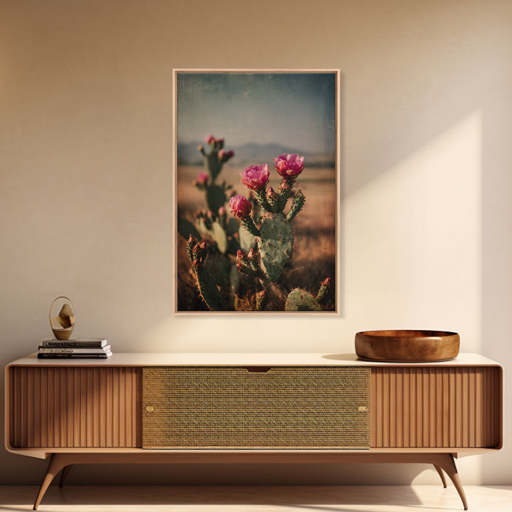 Prickly Pear Cactus Framed Canvas Print, Western Art, Modern Decor, Southwestern Decor, Fine Art, Frontier, Wall Decor, WES-2x3-24
