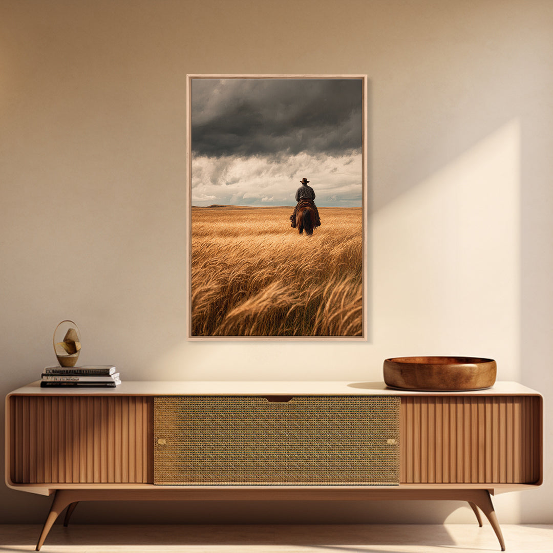 Golden Wheat Field Canvas Print, Western Art, Statement Artwork, Southwestern Decor, Fine Art, Frontier, Painting, Art Print, WES-2x3-32