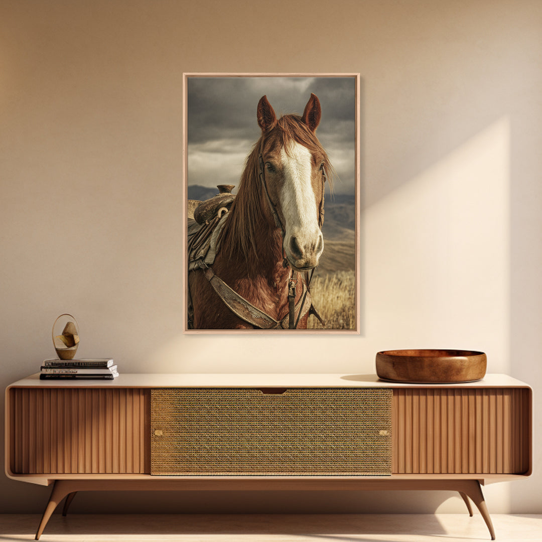 Wagon Wheel and Desert Sunset Framed Canvas Print, Western Art, Art, Southwestern Decor, Fine Art, Frontier, Western Wall Art, WES-2x3-52