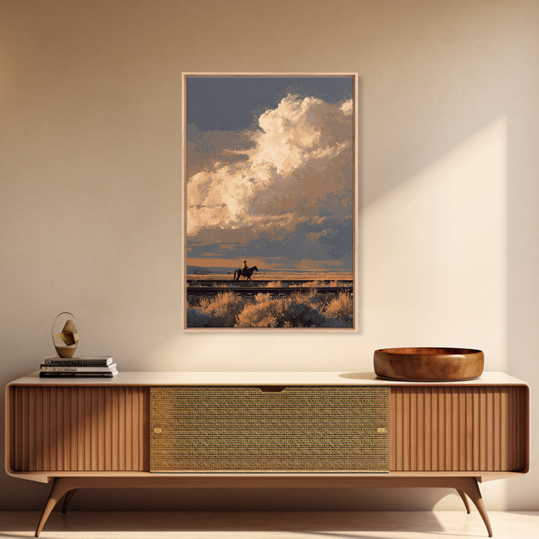 Train Crossing Western Plains Framed Canvas Print, Western Art, Original Art, Southwestern Decor, Fine Art, Frontier, WES-2x3-55