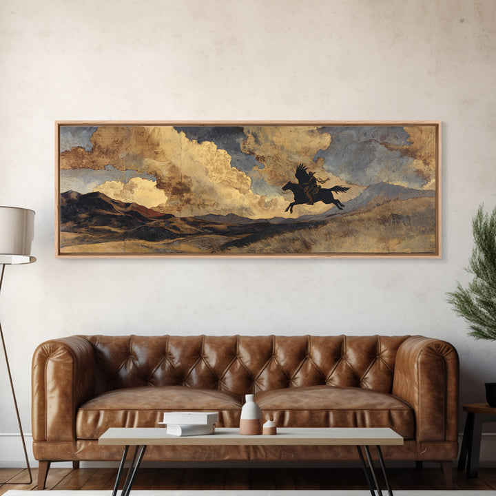 Eagle Flying Above Mountain Ridge Canvas Print, Western Art, Native American Art, Southwestern Decor, Fine Art, Frontier, WES-3x1-29