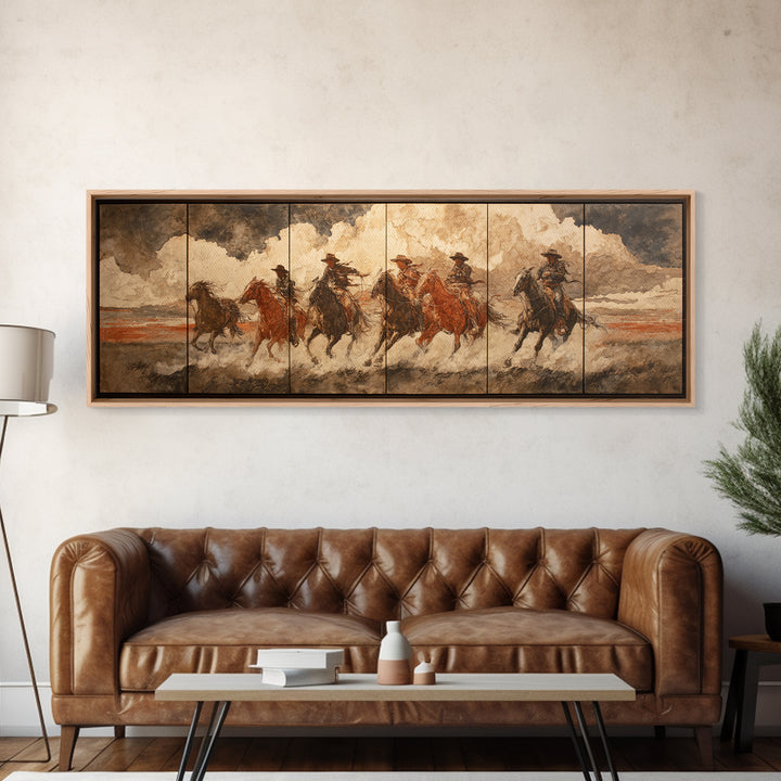 Sun Bleached Ranch Gate Framed Canvas Print, Western Art, Western Wall Art, Southwestern Decor, Watercolor Art, Frontier, WES-3x1-79