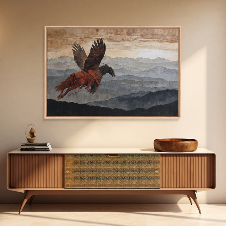 Eagle Flying Above Mountain Ridge Canvas Print, Western Art, Boho Decor, Southwestern Decor, Fine Art, Frontier, Art Print, WES-3x2-89