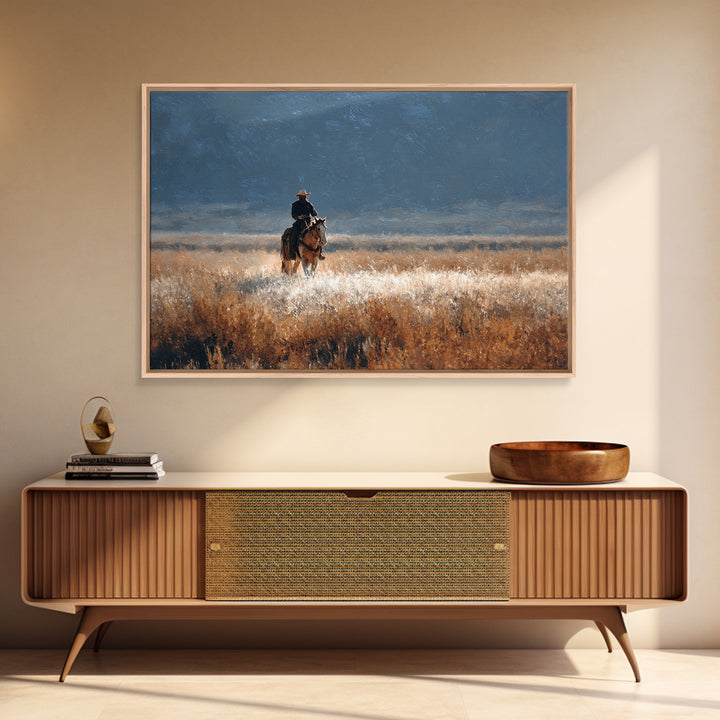 Train Crossing Western Plains Framed Canvas Print, Western Art, Farmhouse Decor, Southwestern Decor, Fine Art, Frontier, WES-3x2-99