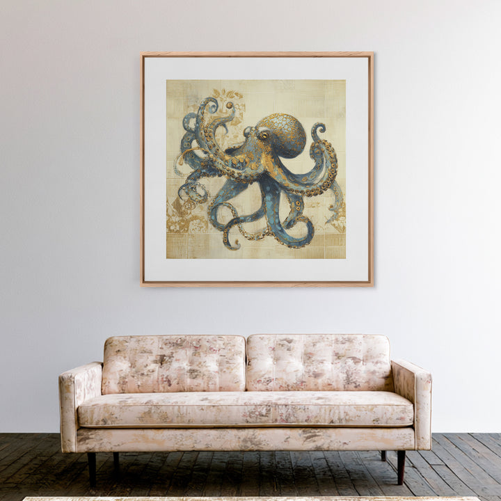 Octopus Conductor with Tiny Instruments Canvas Print, Whimsical Art, Dark Academia Decor, Living Room Decor, Fine Art, Wonder, WHI-1x1-18