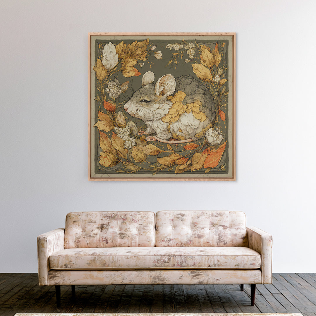 Mouse Ballerina in a Rose Garden Canvas Print, Whimsical Art, Abstract Wall Art, Living Room Decor, Watercolor Art, Wonder, WHI-1x1-35