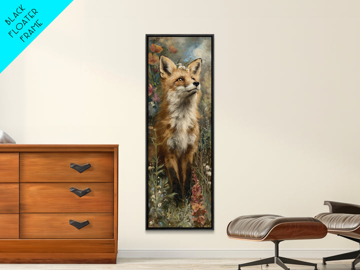 Fox Wearing a Tiny Crown Canvas Print, Whimsical Art, Minimalist Decor, Living Room Decor, Oil Painting, Wonder, WHI-1x3-13
