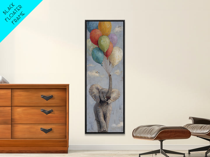 Elephant Holding Balloons Canvas Print, Whimsical Art, Nursery Prints, Living Room Decor, Oil Painting, Wonder, WHI-1x3-63