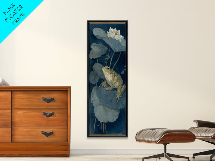 Frog Prince on a Lily Pad Canvas Print, Whimsical Art, Abstract Wall Art, Living Room Decor, Fine Art, Wonder, Neutral Decor, WHI-1x3-68