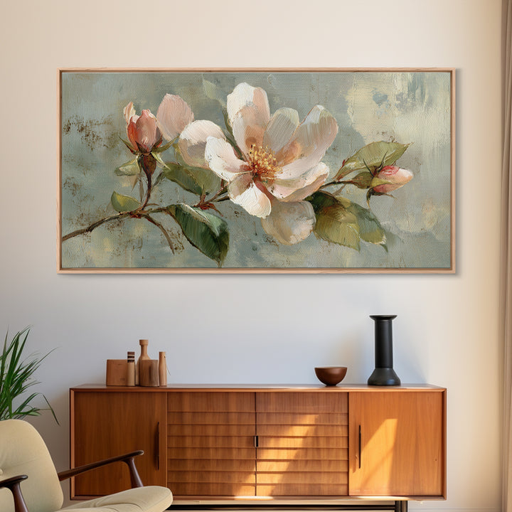 Robot Watering a Single Flower Framed Canvas Print, Whimsical Art, Art Nouveau, Living Room Decor, Wonder, Nursery Wall Decor, WHI-2x1-65