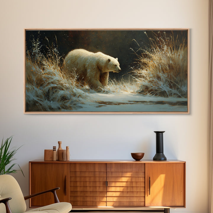 Bear Painting Stars Onto the Night Sky Canvas Print, Whimsical Art, Whimsical, Living Room Decor, Oil Painting, Wonder, WHI-2x1-77