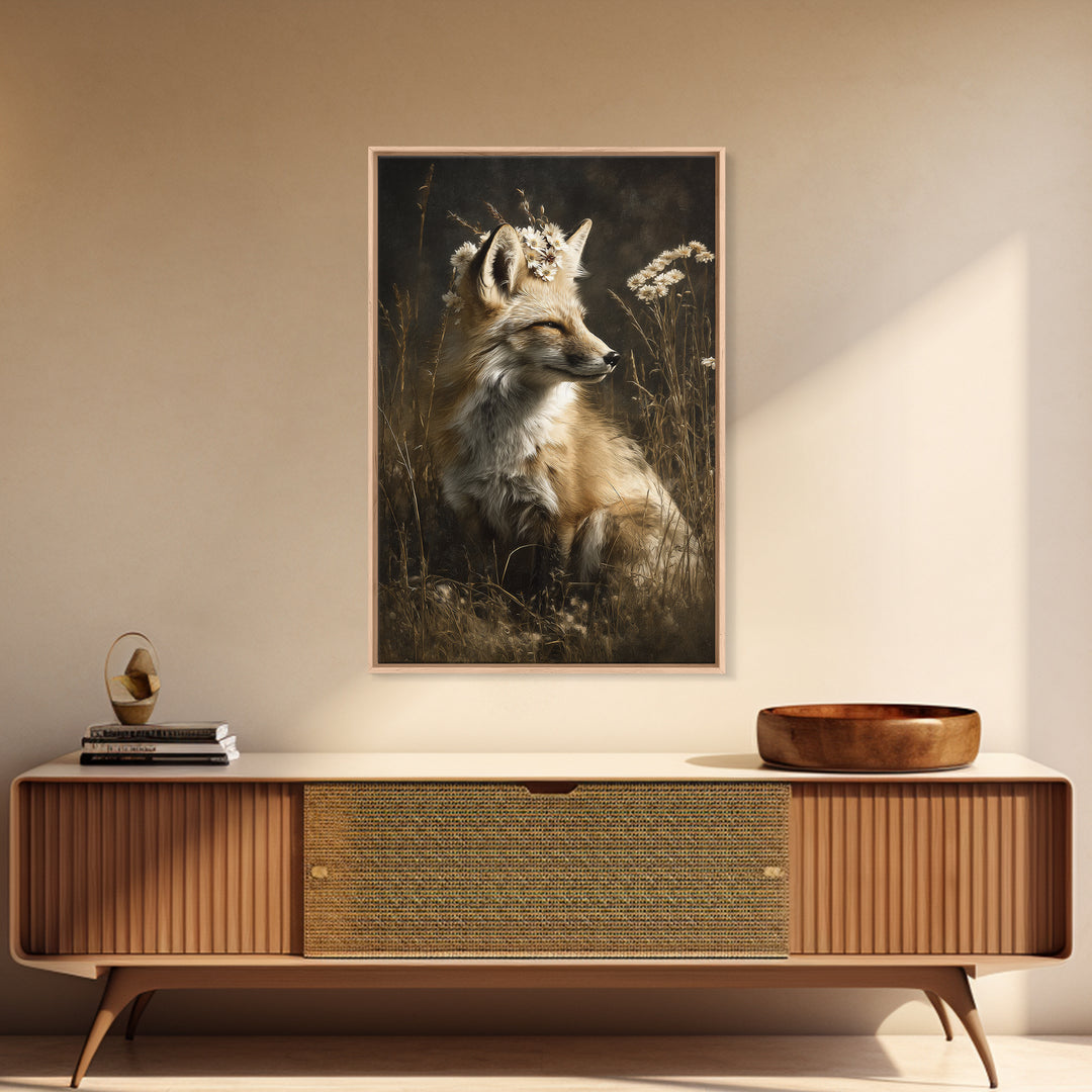Fox Wearing a Tiny Crown Canvas Print, Whimsical Art, Dopamine Decor, Living Room Decor, Fine Art, Wonder, Fine Art Print, WHI-2x3-81