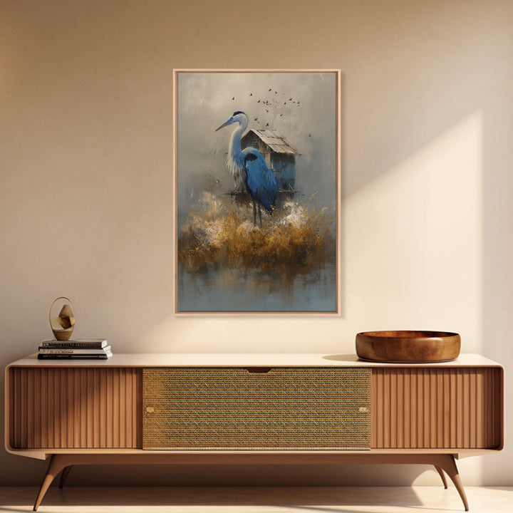 Floating House Carried by Colorful Birds Framed Canvas Print, Whimsical Art, Nursery Art, Living Room Decor, Fine Art, Wonder, WHI-2x3-87