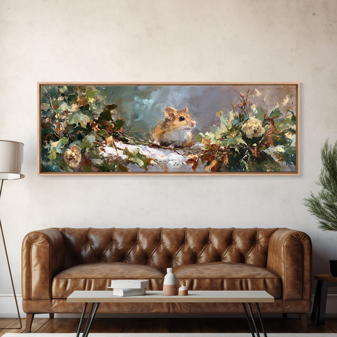 Mouse Ballerina in a Rose Garden Canvas Print, Whimsical Art, Fine Art Print, Living Room Decor, Watercolor Art, Wonder, WHI-3x1-3