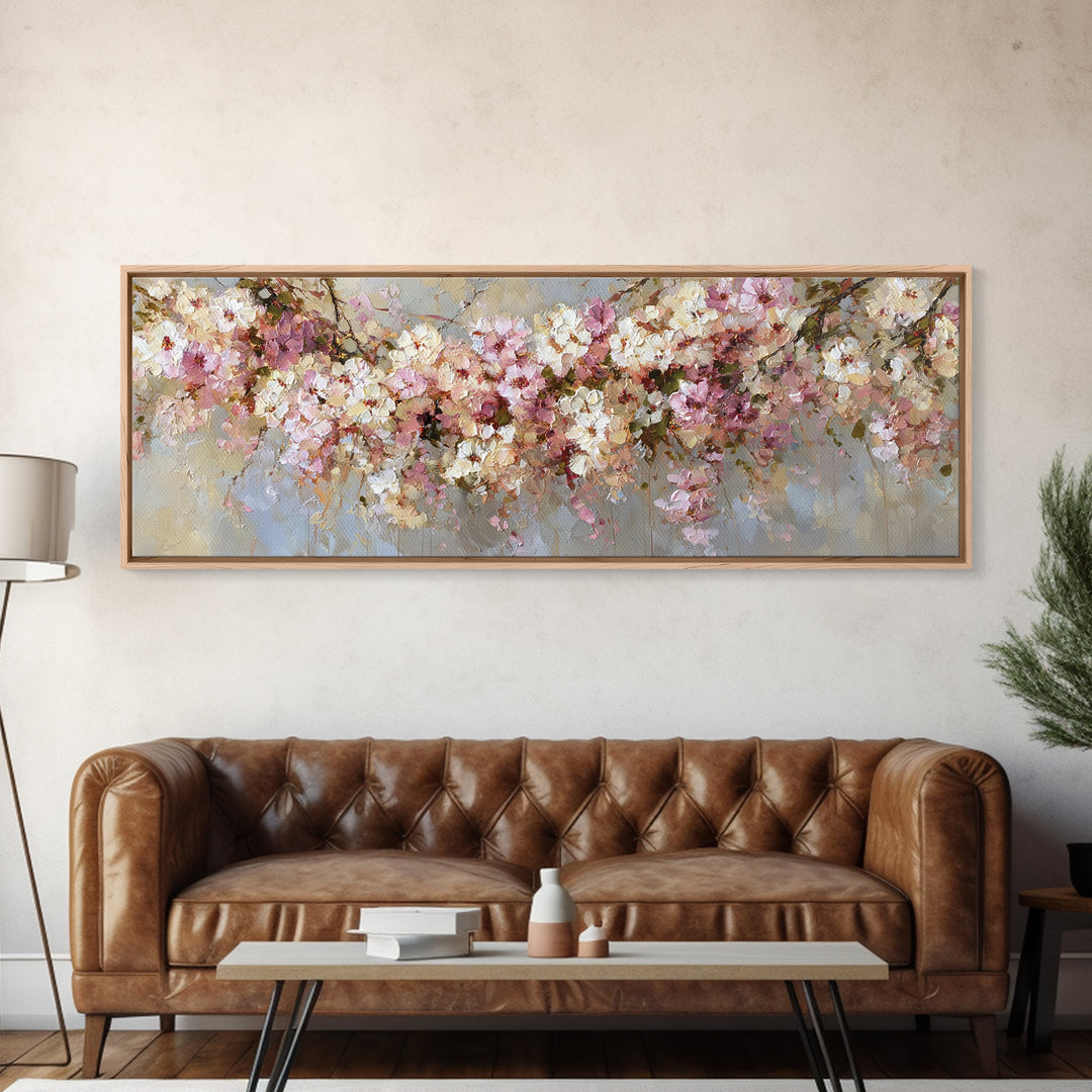 Magical Umbrella Raining Flowers Framed Canvas Print, Whimsical Art, Digital Art, Living Room Decor, Watercolor Art, Wonder, WHI-3x1-84