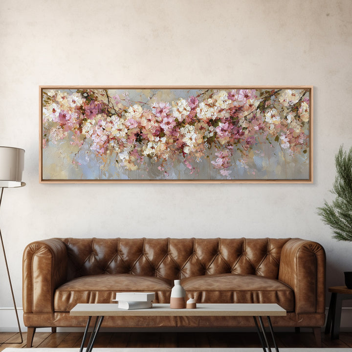 Magical Umbrella Raining Flowers Framed Canvas Print, Whimsical Art, Digital Art, Living Room Decor, Watercolor Art, Wonder, WHI-3x1-84