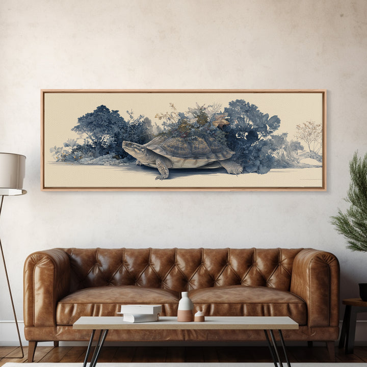 Turtle with Garden Growing on Shell Canvas Print, Whimsical Art, Printable Art, Living Room Decor, Fine Art, Wonder, Cat Art, WHI-3x1-86