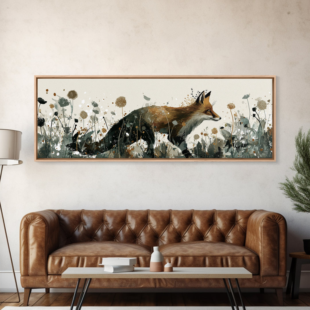 Fox Wearing a Tiny Crown Framed Canvas Print, Whimsical Art, Boho Decor, Living Room Decor, Fine Art, Wonder, Digital Art, WHI-3x1-89