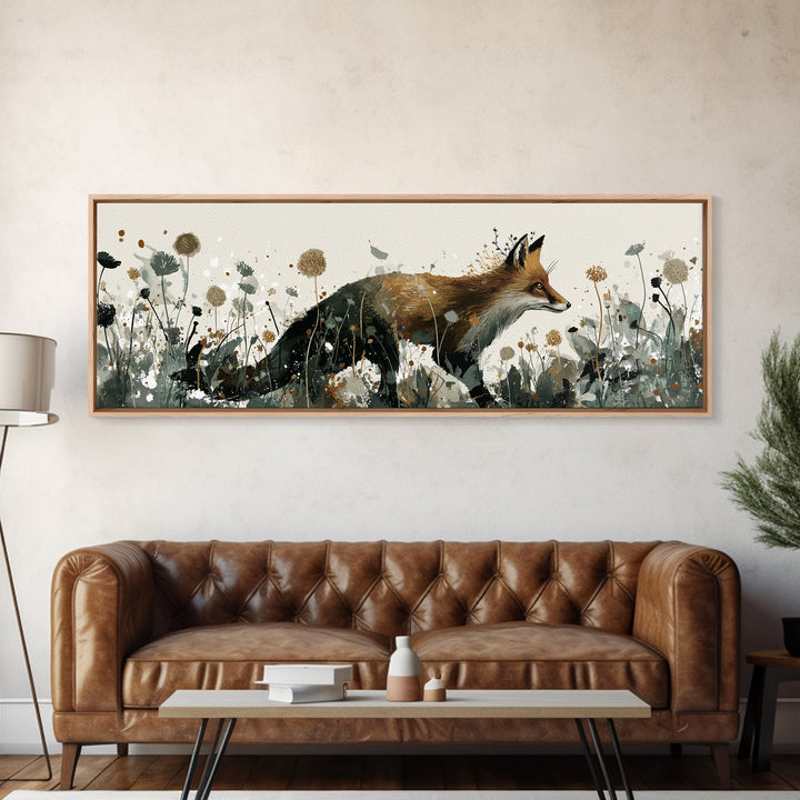 Fox Wearing a Tiny Crown Framed Canvas Print, Whimsical Art, Boho Decor, Living Room Decor, Fine Art, Wonder, Digital Art, WHI-3x1-89