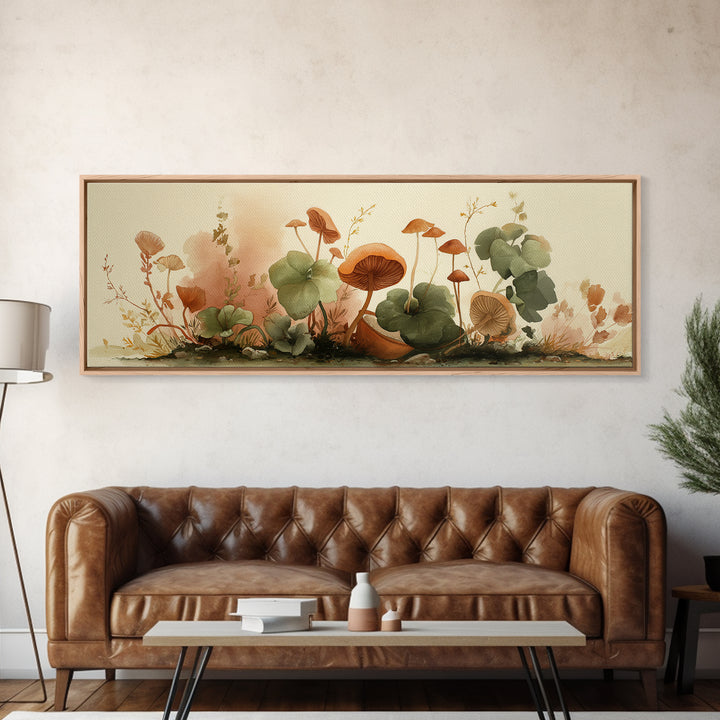 Teacup Garden with Tiny Mushrooms Canvas Print, Whimsical Art, Printable Wall Art, Living Room Decor, Fine Art, Wonder, WHI-3x1-92