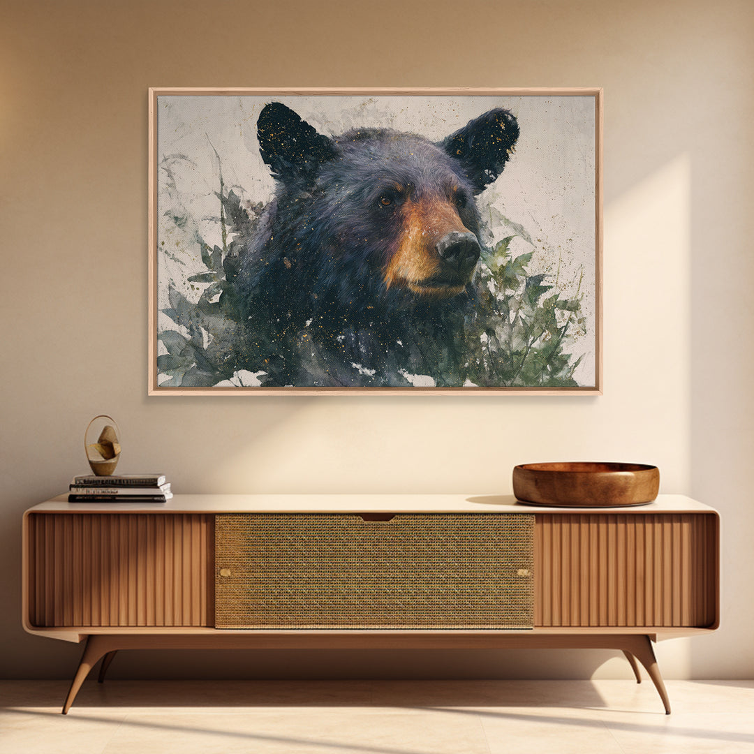 Bear Painting Stars Onto the Night Sky Canvas Print, Whimsical Art, Nursery Prints, Living Room Decor, Oil Painting, Wonder, WHI-3x2-61