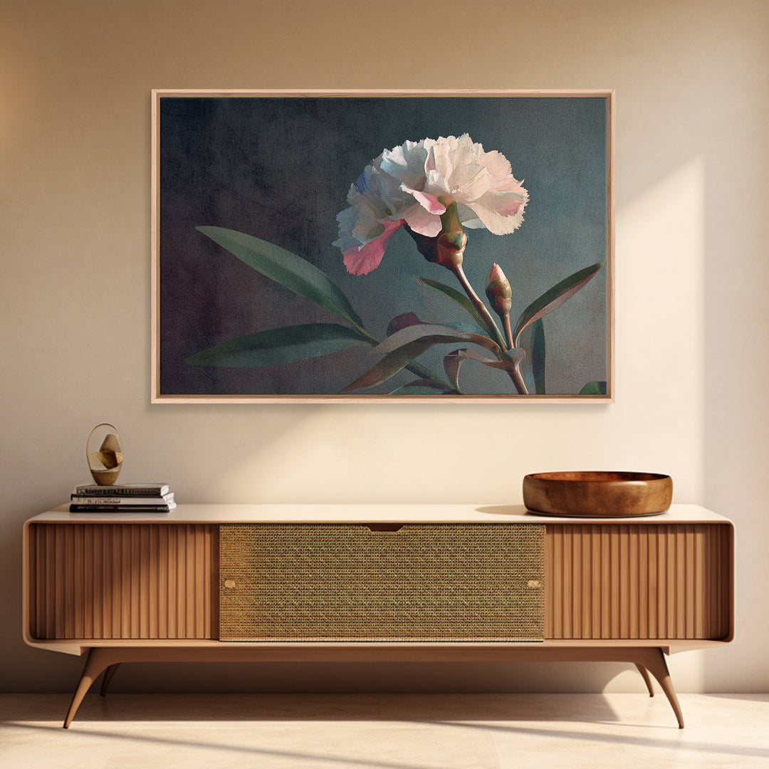 Robot Watering a Single Flower Canvas Print, Whimsical Art, Neutral Decor, Living Room Decor, Oil Painting, Wonder, Home Decor, WHI-3x2-73