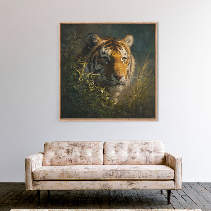 Tiger Portrait with Jungle Shadows Canvas Print, Wildlife Art, Room Decor, Living Room Decor, Fine Art, Wild, Large Wall Art, WIL-1x1-77