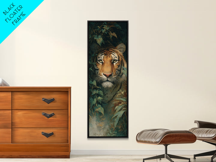 Tiger Portrait with Jungle Shadows Canvas Print, Wildlife Art, Room Decor, Living Room Decor, Fine Art, Wild, Large Wall Art, WIL-1x3-17