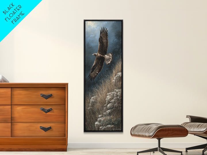 Eagle Soaring Above Rocky Cliffs Canvas Print, Wildlife Art, Rustic Home Decor, Living Room Decor, Fine Art, Wild, WIL-1x3-18