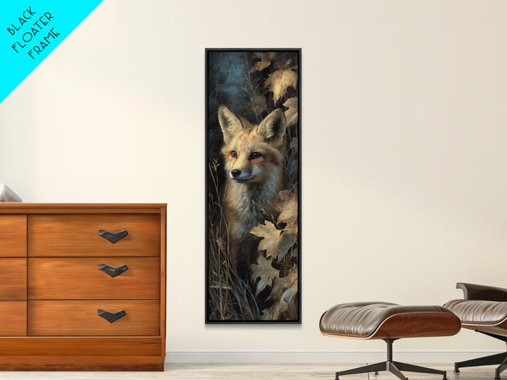Fox in Autumn Forest Leaves Canvas Print, Wildlife Art, Gallery Decor, Living Room Decor, Fine Art, Wild, Contemporary Art, WIL-1x3-21