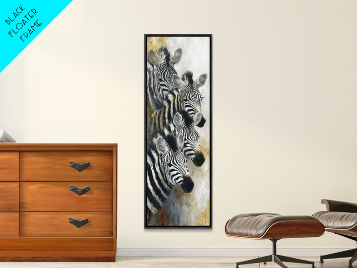 Zebra Herd in Graphic Black and White Canvas Print, Wildlife Art, Wall Decor, Living Room Decor, Wild, Living Room Wall Art, WIL-1x3-23