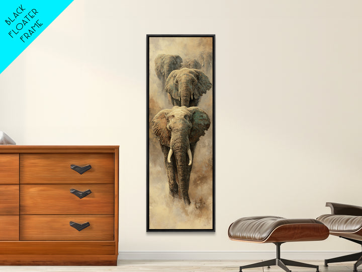 Elephant Herd Walking Through Dusty Sunset Canvas Print, Wildlife Art, Nature Wall Art, Living Room Decor, Fine Art, Wild, WIL-1x3-38