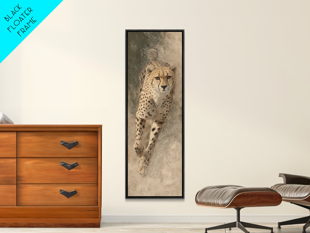 Cheetah Running Through Warm Dust Canvas Print, Wildlife Art, Fine Art Print, Living Room Decor, Abstract Art, Wild, Wall Decor, WIL-1x3-57