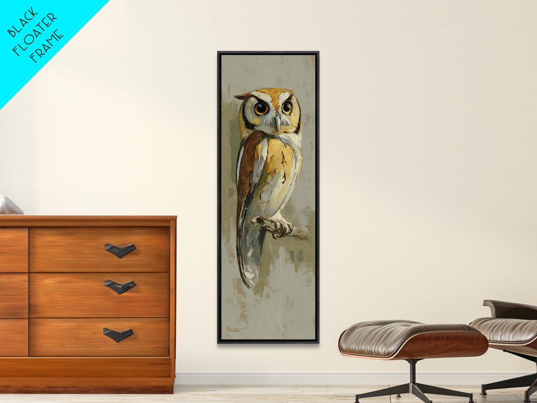 Owl Perched in Moonlit Woodland Canvas Print, Wildlife Art, Wall Art Print, Living Room Decor, Fine Art, Wild, Canvas Painting, WIL-1x3-72