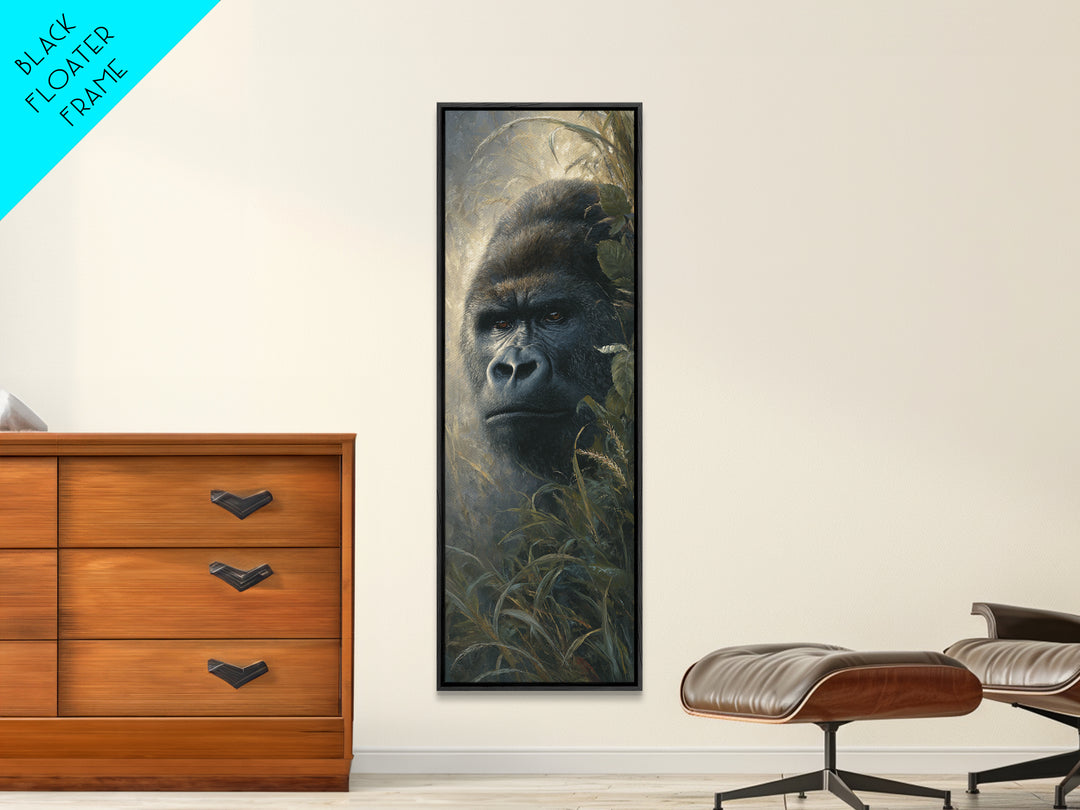 Gorilla Portrait with Powerful Gaze Canvas Print, Wildlife Art, Art Print, Living Room Decor, Fine Art, Wild, Digital Wall Art, WIL-1x3-77