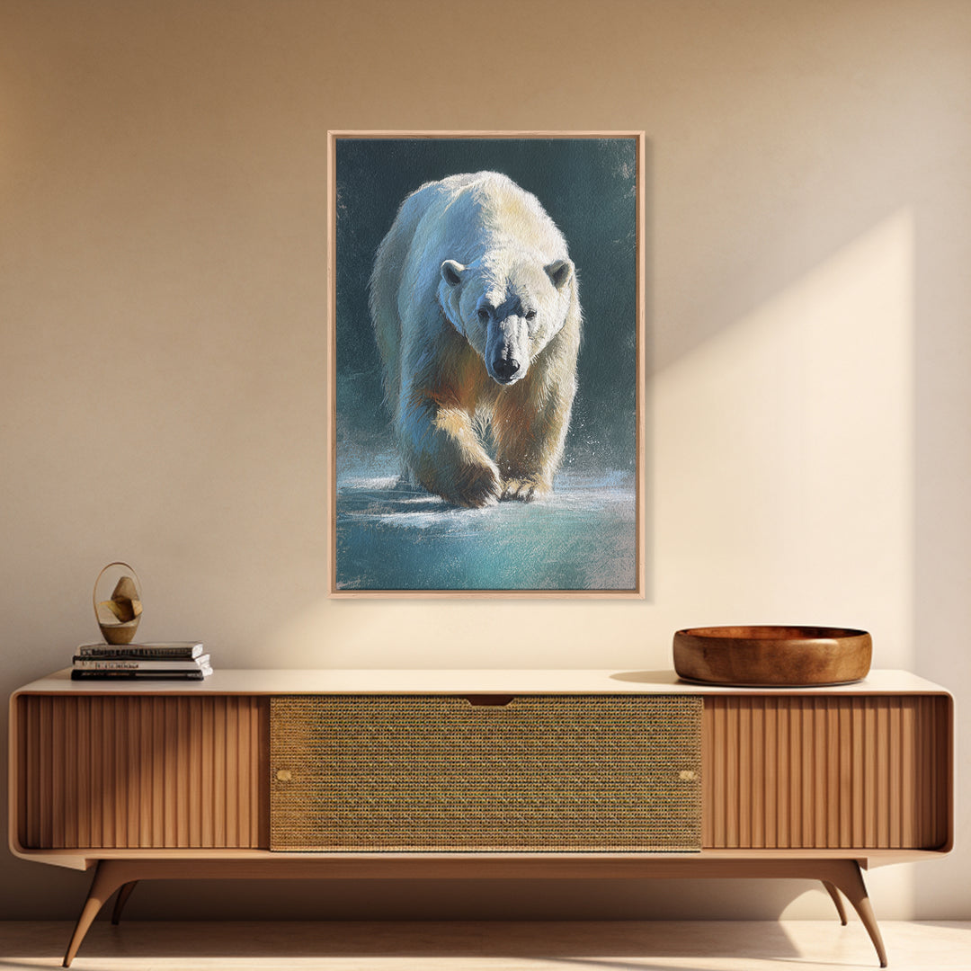 Polar Bear Crossing Blue Ice Canvas Print, Wildlife Art, Art Print, Living Room Decor, Fine Art, Wild, Digital Wall Art, WIL-2x3-23