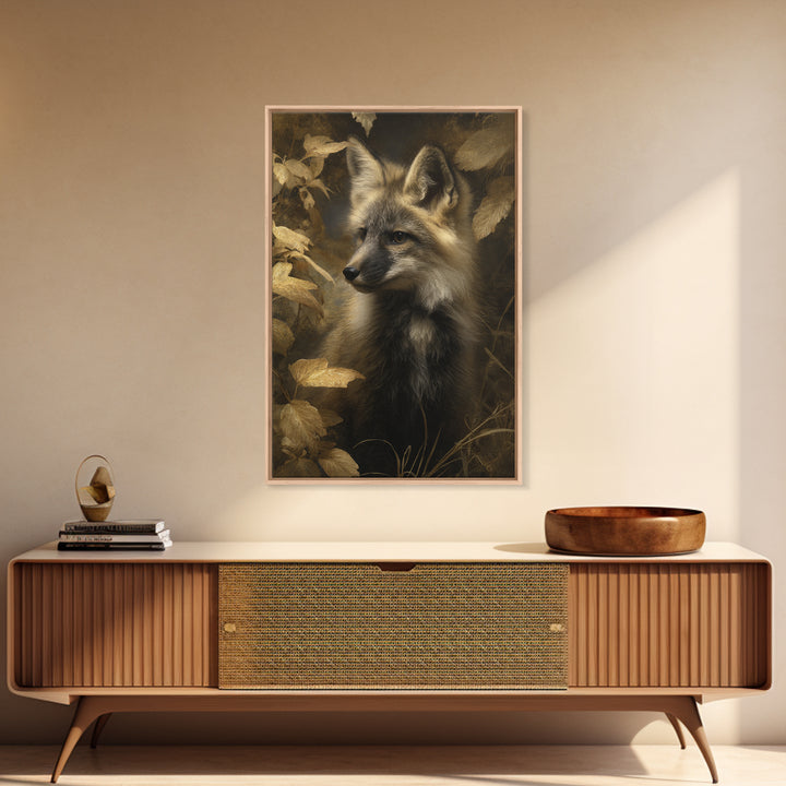 Fox in Autumn Forest Leaves Canvas Print, Wildlife Art, Canvas Wall Art, Living Room Decor, Oil Painting, Wild, WIL-2x3-65
