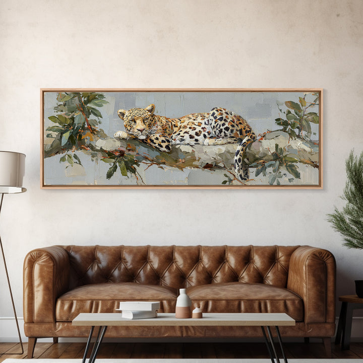 Leopard Resting on Tree Branch Canvas Print, Wildlife Art, Leopard Wall Art, Living Room Decor, Fine Art, Wild, Fine Art Print, WIL-3x1-6
