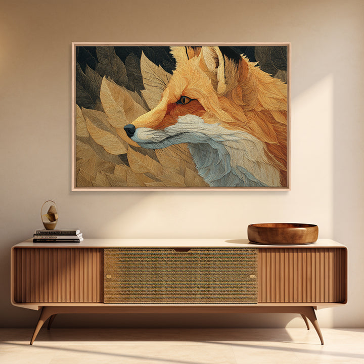 Fox in Autumn Forest Leaves Canvas Print, Wildlife Art, Leopard Wall Art, Living Room Decor, Fine Art, Wild, Fine Art Print, WIL-3x2-37