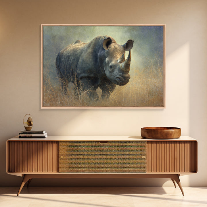 Rhino in Dramatic Stormy Light Canvas Print, Wildlife Art, Boho Decor, Living Room Decor, Fine Art, Wild, Wall Hangings, WIL-3x2-84