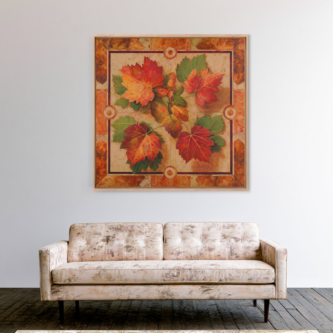 Vine Leaves Turning Autumn Red and Gold Framed Canvas Print, Winery Art, Framed Art, Winery Decor, Fine Art, Vineyard, WIN-1x1-11