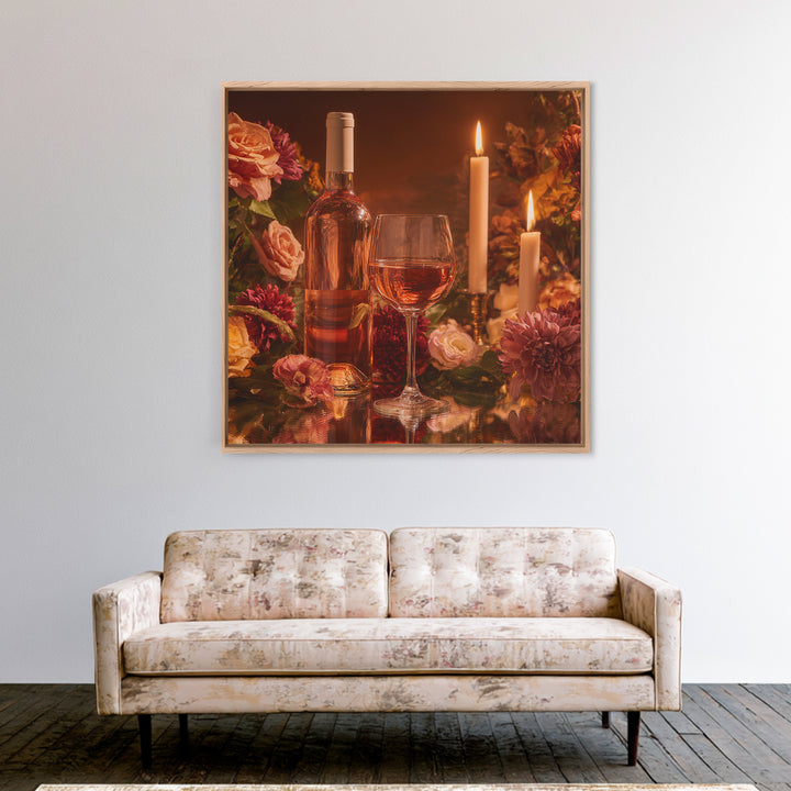 Ros Glass Beside Summer Flowers Canvas Print, Winery Art, Matisse Print, Winery Decor, Fine Art, Vineyard, Luxury Decor, WIN-1x1-14