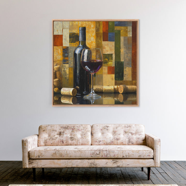 Corks Arranged as Geometric Pattern Canvas Print, Winery Art, Retro Wall Art, Winery Decor, Abstract Art, Vineyard, WIN-1x1-18