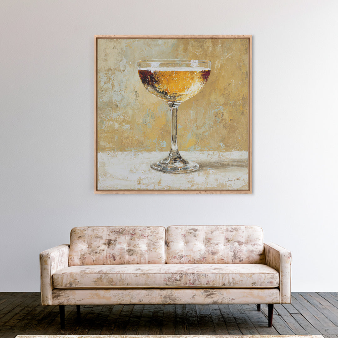Champagne Coupe with Bubbles and Light Canvas Print, Winery Art, Kitchen Art, Winery Decor, Watercolor Art, Vineyard, WIN-1x1-19