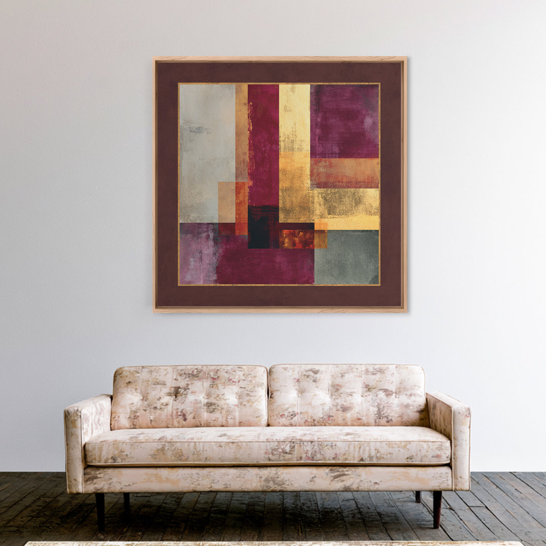 Burgundy Abstract with Gold Accents Canvas Print, Winery Art, Artwork, Winery Decor, Abstract Art, Vineyard, Bar Decor, WIN-1x1-23